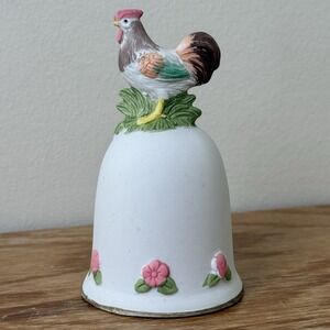 Vintage Porcelain Rooster Bell Hand Painted Chicken Farmhouse Decor Cottagecore